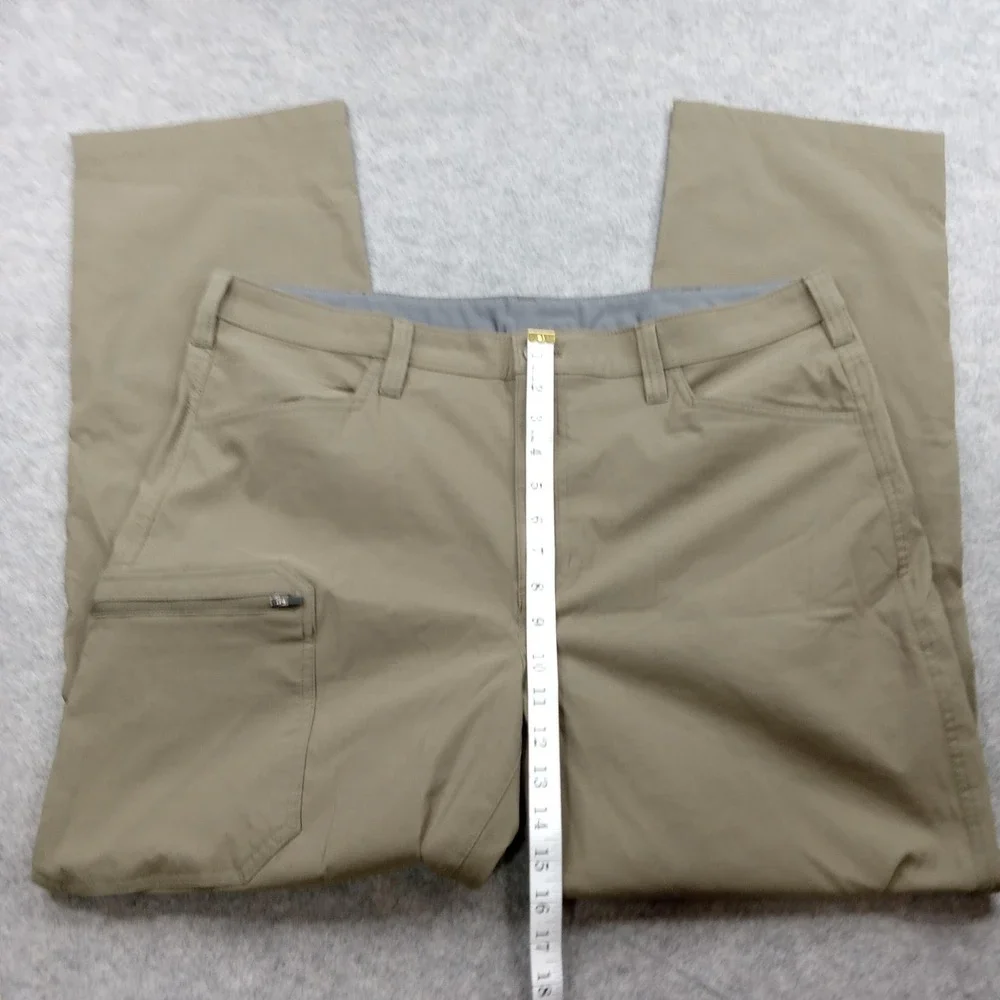 Eddie‎ Bauer Pants Mens 40x32 Tan Nylon Hiking Outdoor Stretch Zip Pocket